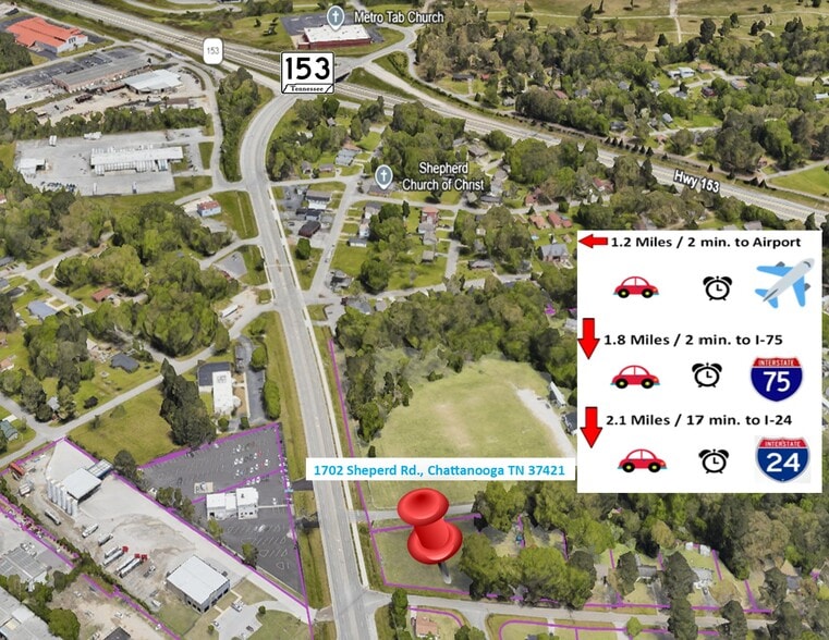 1702 Shepherd rd, Chattanooga, TN for sale - Aerial - Image 3 of 11