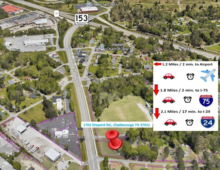 1702 Shepherd rd, Chattanooga, TN à vendre - Aérien - Image 3 de 11