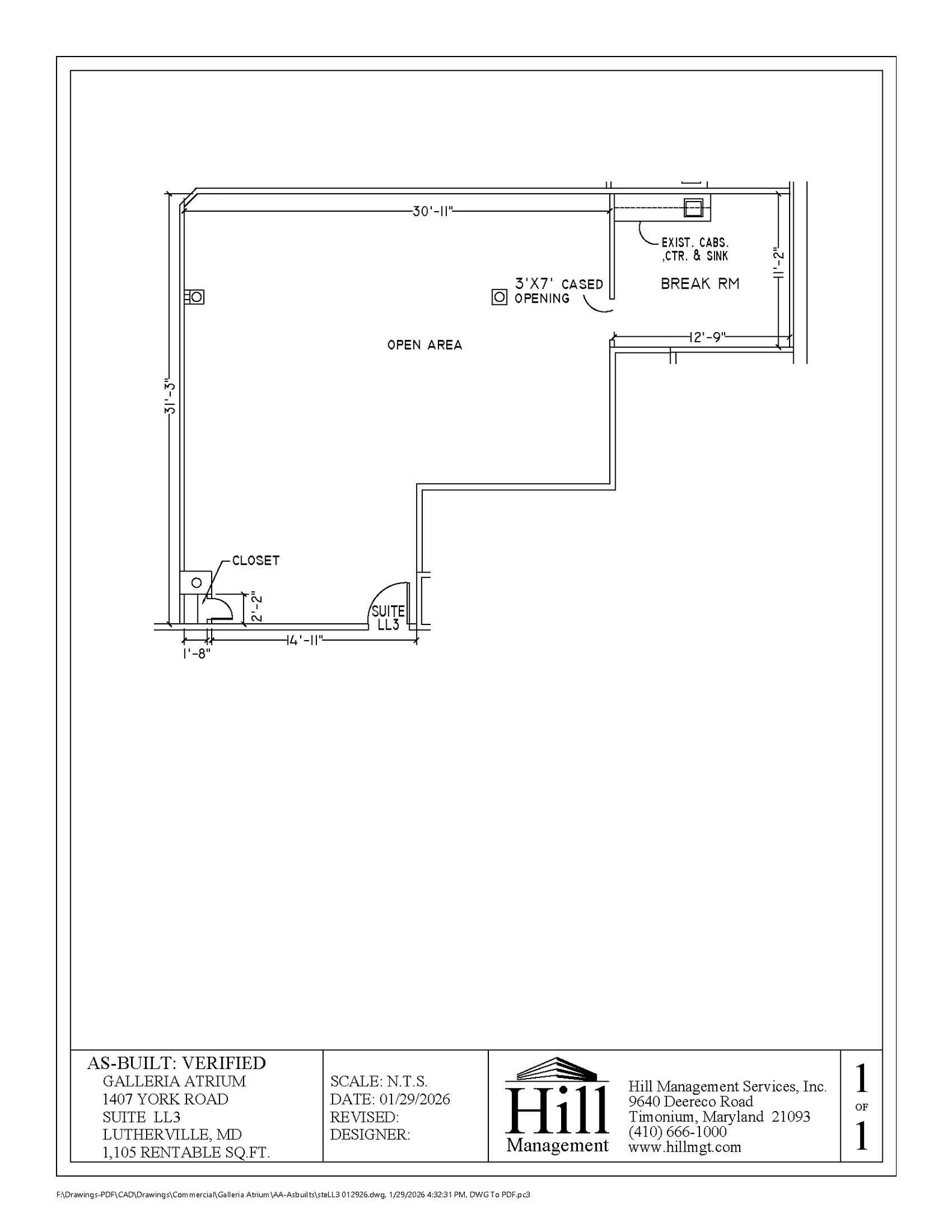 1407 York Rd, Lutherville, MD à louer Plan d’étage- Image 1 de 1