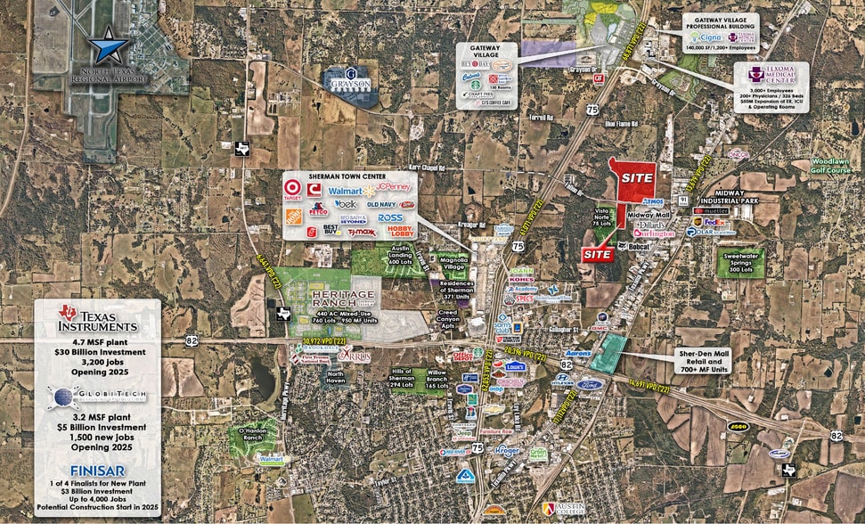 NWQ & SWQ Fallon Dr & Blue Flame Rd, Sherman, TX à vendre - Aérien - Image 2 de 7