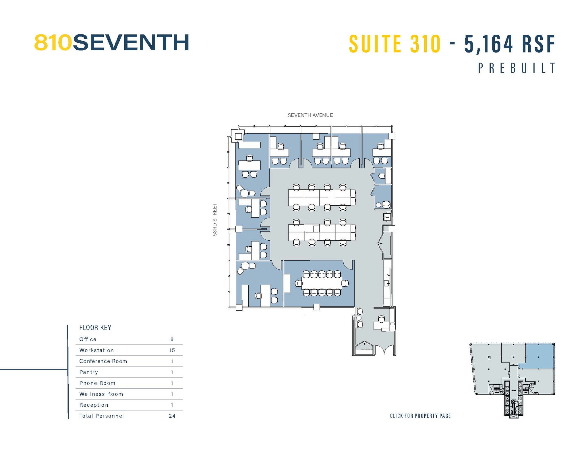 810 Seventh Ave, New York, NY à louer Plan d  tage- Image 1 de 1