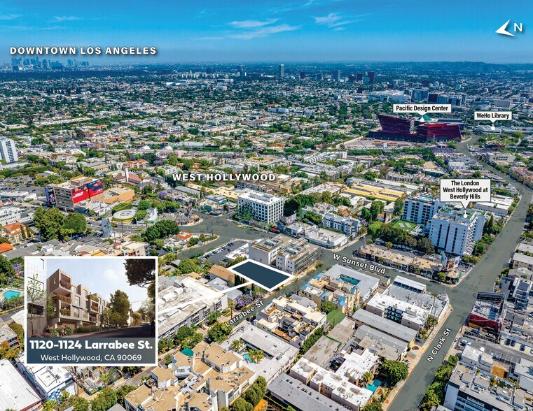 1124 Larrabee St, West Hollywood, CA à vendre - Aérien - Image 2 de 7