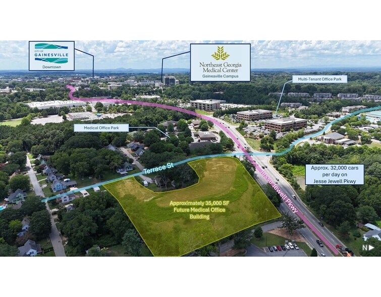 1550 Jesse Jewell Pkwy SE, Gainesville, GA à louer - Aérien - Image 2 de 2