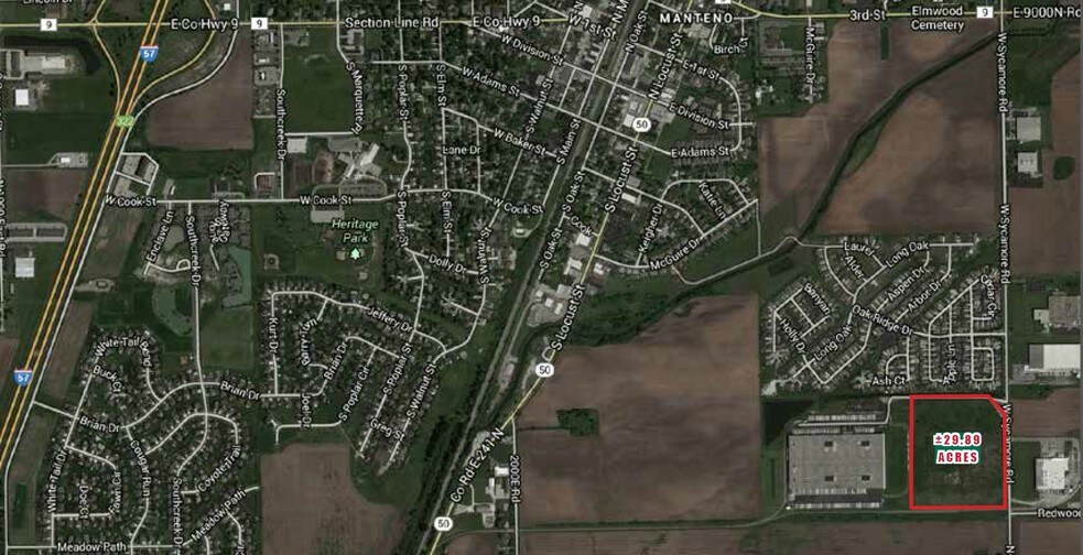 SEC W Sycamore Rd & Redwood St., Manteno, IL for sale - Aerial - Image 2 of 4