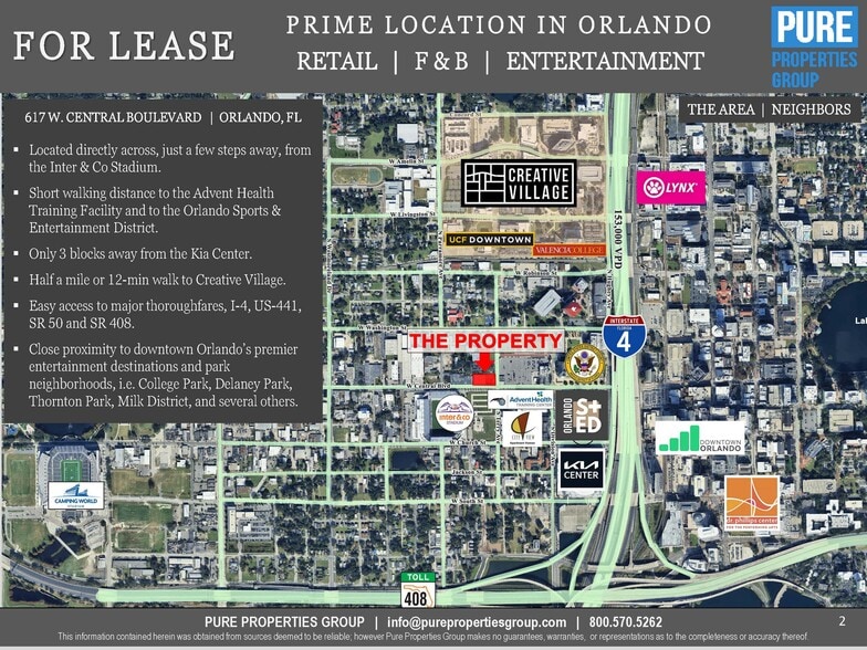 617 W Central Blvd, Orlando, FL for lease - Aerial - Image 2 of 7