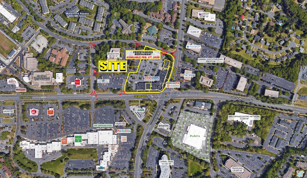 7510 Pineville-Matthews Rd, Charlotte, NC for lease - Aerial - Image 2 of 4