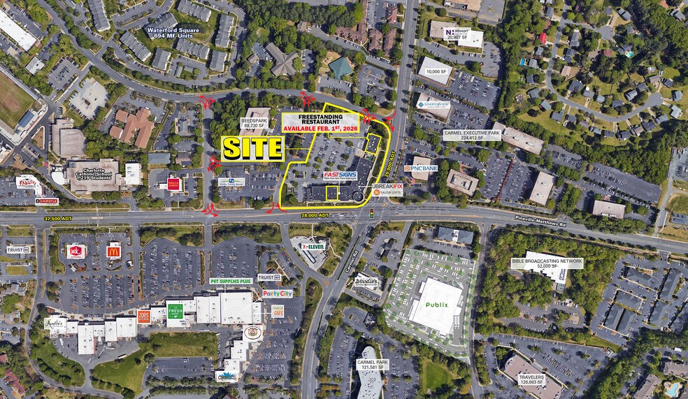 7510 Pineville-Matthews Rd, Charlotte, NC à louer - Aérien - Image 2 de 4