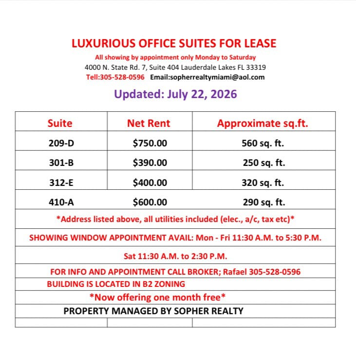 4000 N State Road 7, Lauderdale Lakes, FL à louer Photo intérieure- Image 1 de 3