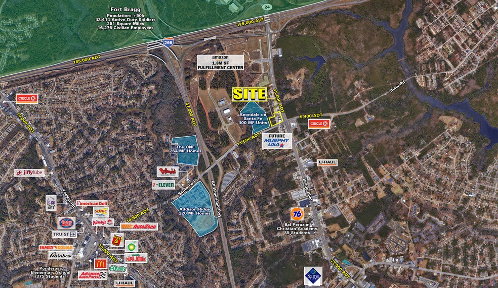 Bragg Blvd & Santa Fe dr, Fayetteville, NC for lease - Aerial - Image 2 of 4