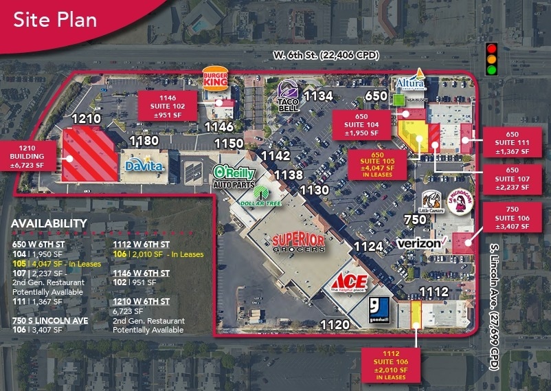 1110-1150 W 6th St, Corona, CA for lease Site Plan- Image 1 of 1