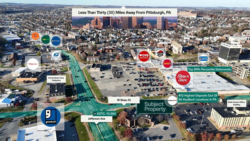 200 W Beau St, Washington, PA à vendre - Aérien - Image 3 de 3