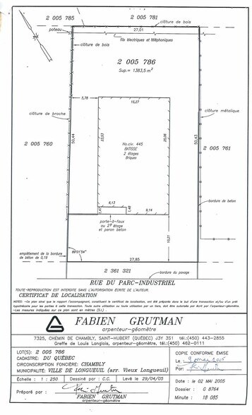 445 Rue Du Parc-Industriel, Longueuil, QC à vendre - Plan cadastral - Image 3 de 5