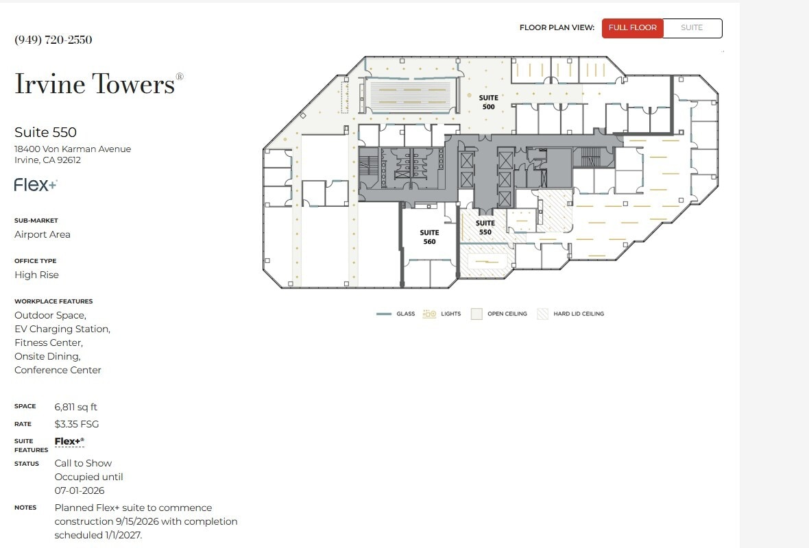 18100 Von Karman Ave, Irvine, CA à louer Plan d’étage- Image 1 de 1