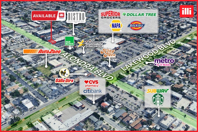 Plus de détails pour 9100-9118 Alondra Blvd, Bellflower, CA - Commerce de détail à louer