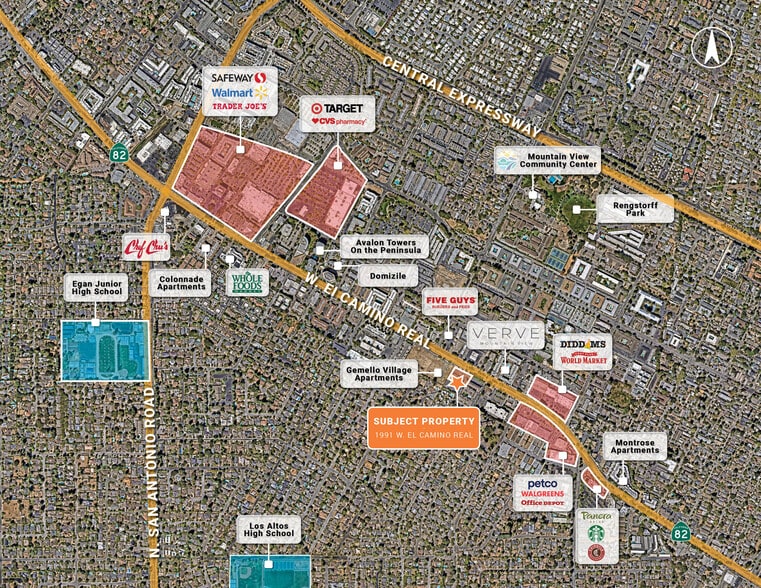 1991 W El Camino Real, Mountain View, CA for sale - Aerial - Image 3 of 4