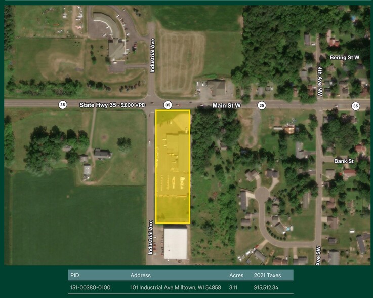 101 Industrial Ave, Milltown, WI for lease - Aerial - Image 3 of 3