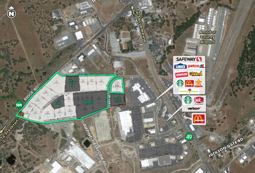 NEQ Hwy 104 & Ampine Fibreform Road, Sutter Creek, CA for lease - Aerial - Image 1 of 2