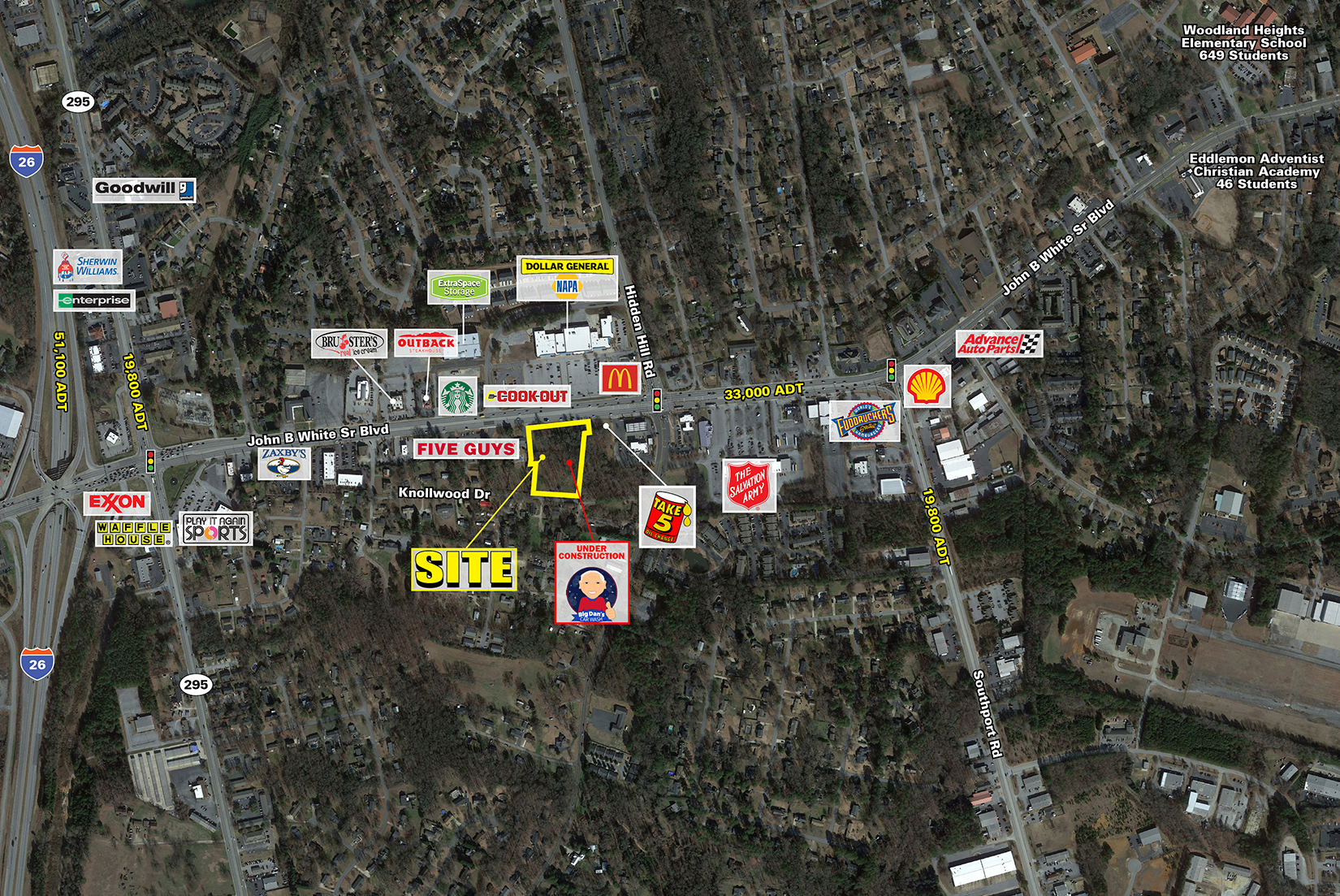 John B. White Sr. Blvd, Spartanburg, SC for sale Aerial- Image 1 of 5