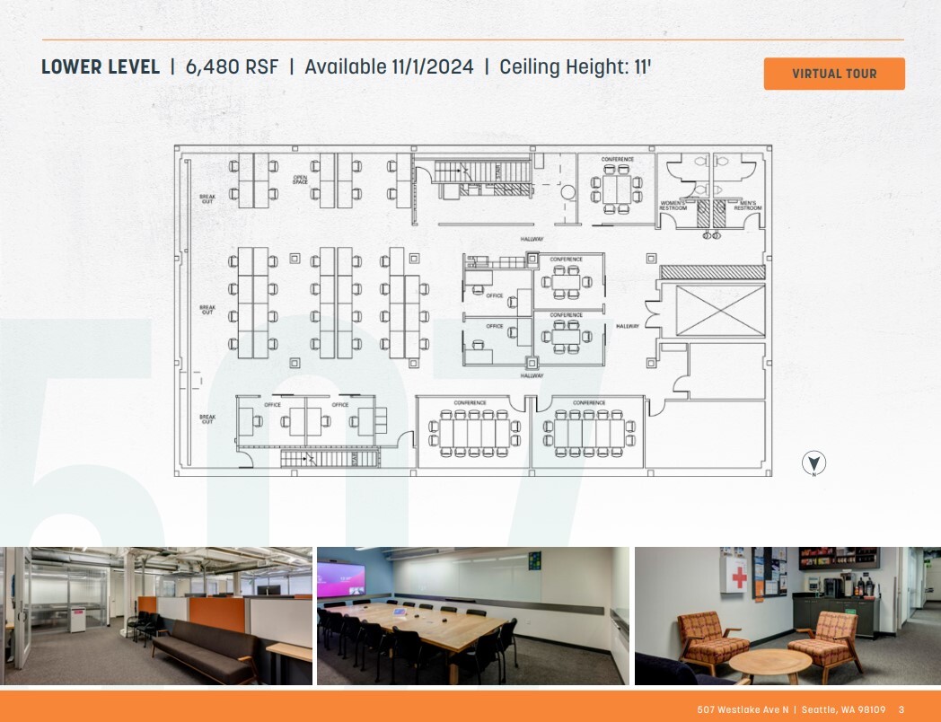 507 Westlake Ave N, Seattle, WA à louer Plan d  tage- Image 1 de 1