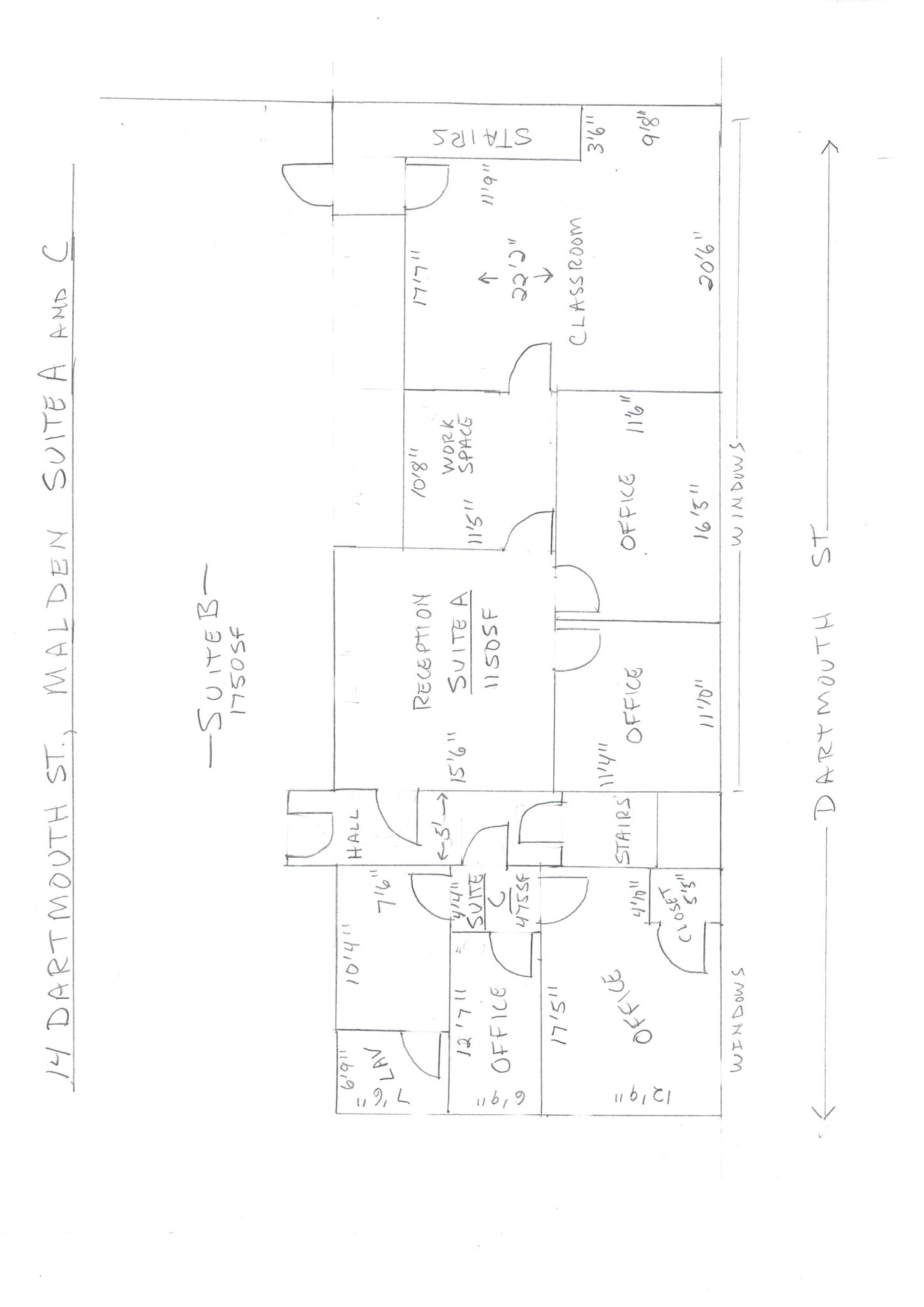 14 Dartmouth St, Malden, MA à louer Plan d’étage- Image 1 de 1