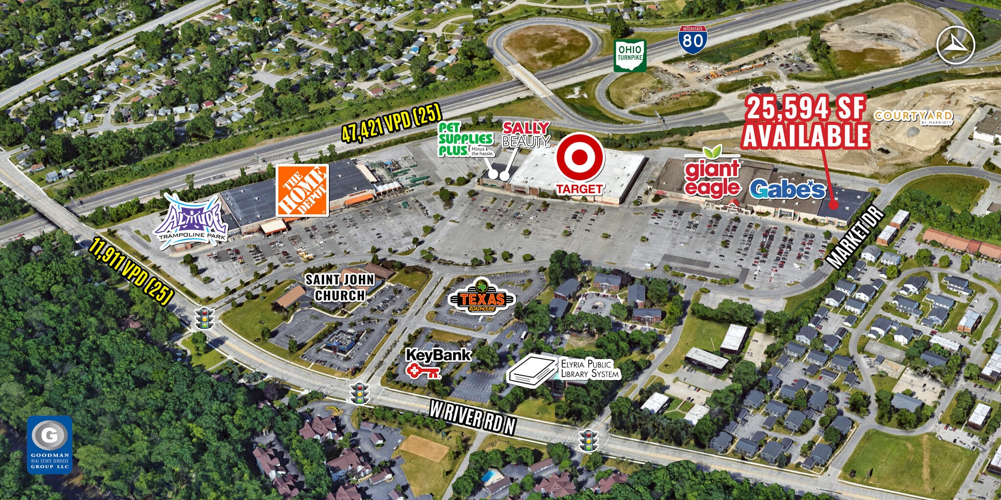 110-380 N Market Dr N, Elyria, OH for lease Aerial- Image 1 of 12