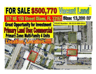 Plus de détails pour 567 NE 150th St, Miami, FL - Terrain à vendre