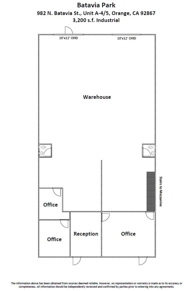 982 N Batavia St, Orange, CA for lease Floor Plan- Image 1 of 6