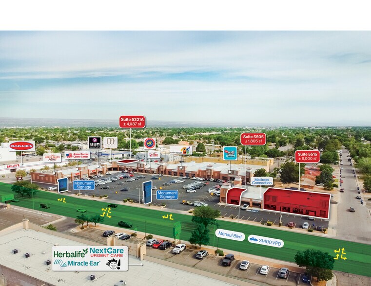 5307-5343 Menaul Blvd NE, Albuquerque, NM à louer - Photo du bâtiment - Image 2 de 6