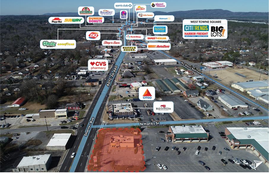 618 Shorter Ave NW, Rome, GA for lease - Aerial - Image 2 of 3