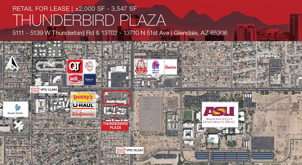 5111-5159 W Thunderbird Rd, Glendale, AZ à louer Photo du bâtiment- Image 1 de 10