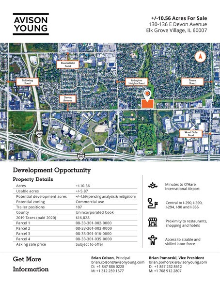 132 Devon Avenue, Elk Grove Village, IL à vendre - Aérien - Image 2 de 7