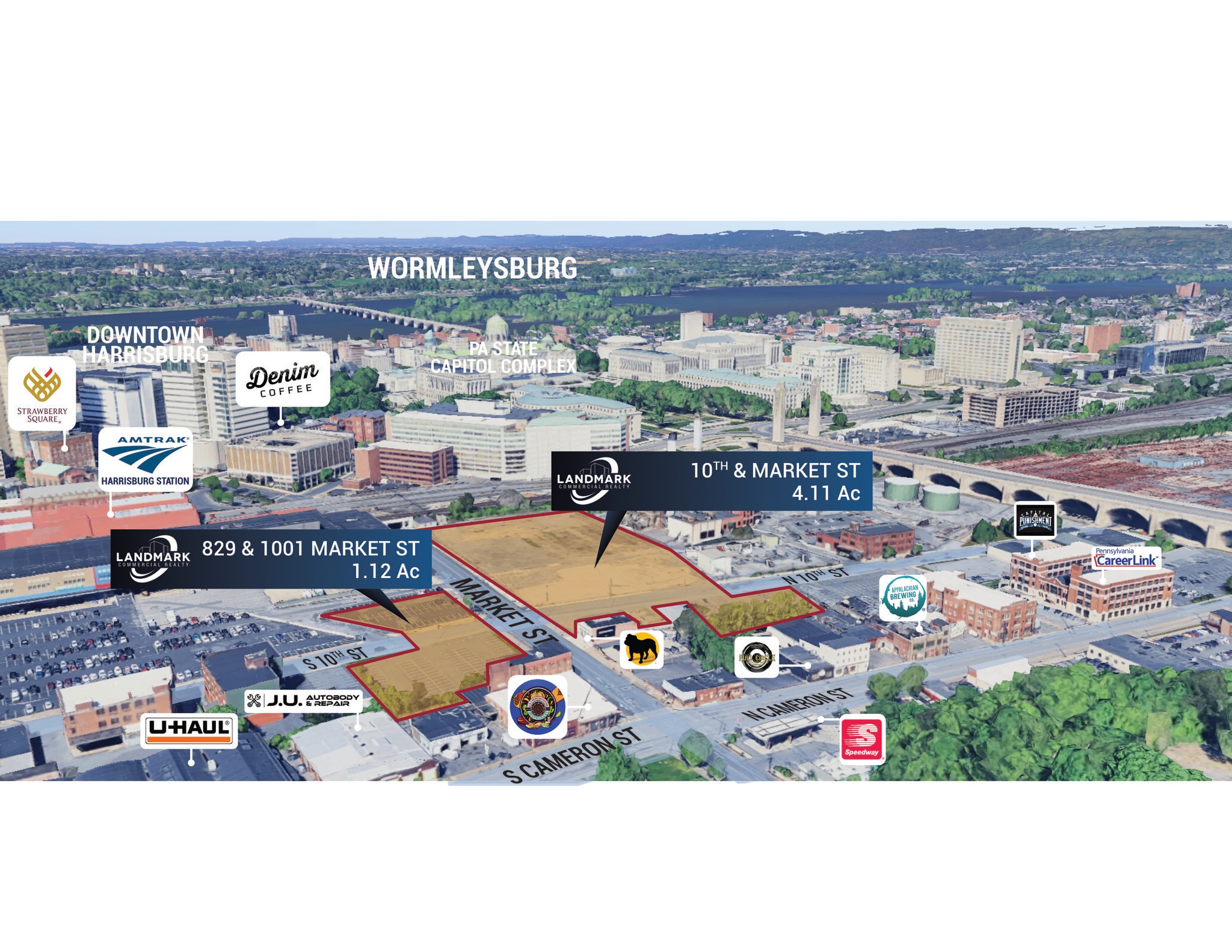 4.11 Acre Market St, Harrisburg Parcel portfolio of 2 properties for sale on LoopNet.ca Aerial- Image 1 of 2