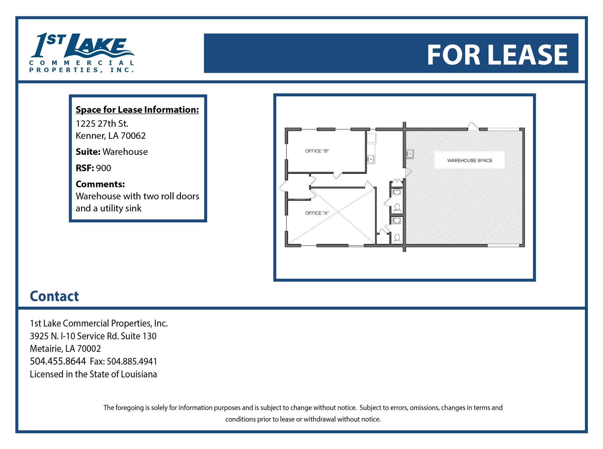 1225 27th St, Kenner, LA for lease Floor Plan- Image 1 of 12