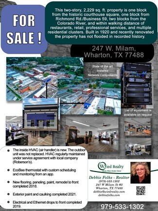 Plus de détails pour 247 W Milam St, Wharton, TX - Bureau à vendre