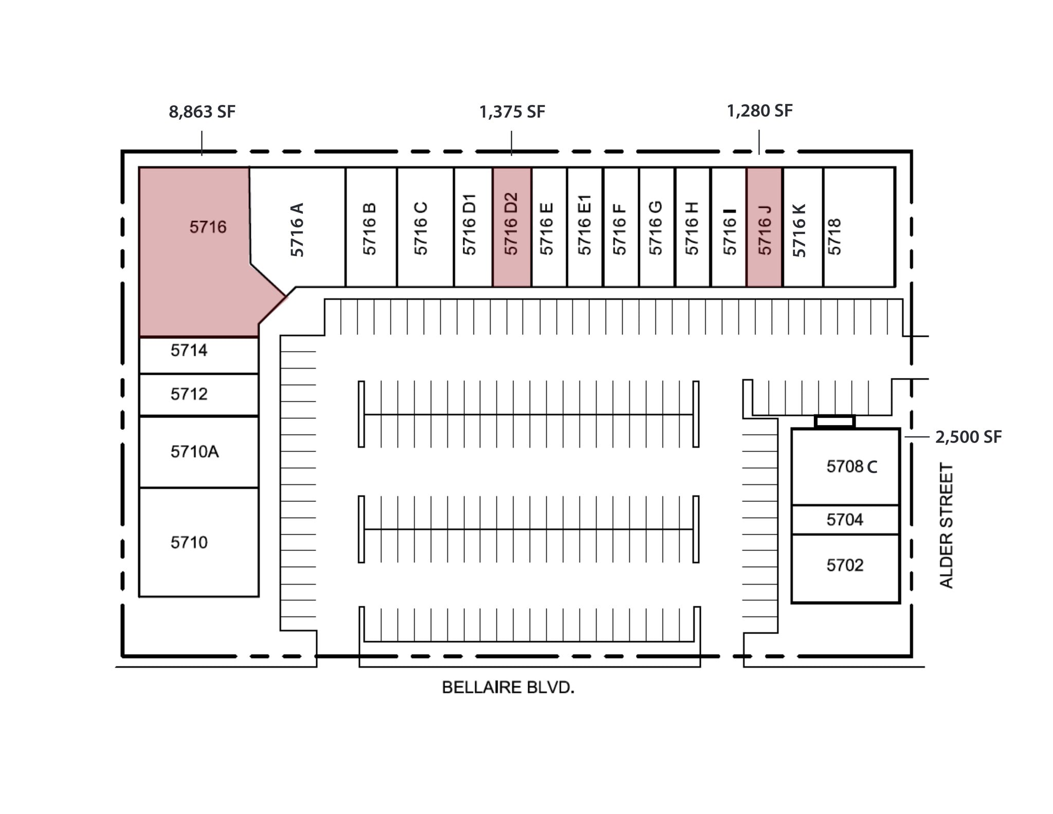 5702-5718 Bellaire Blvd, Houston, TX à louer Plan de site- Image 1 de 1