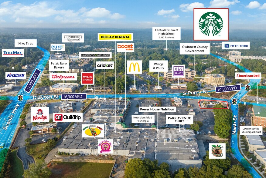 92 S Clayton St, Lawrenceville, GA à vendre - Aérien - Image 3 de 9