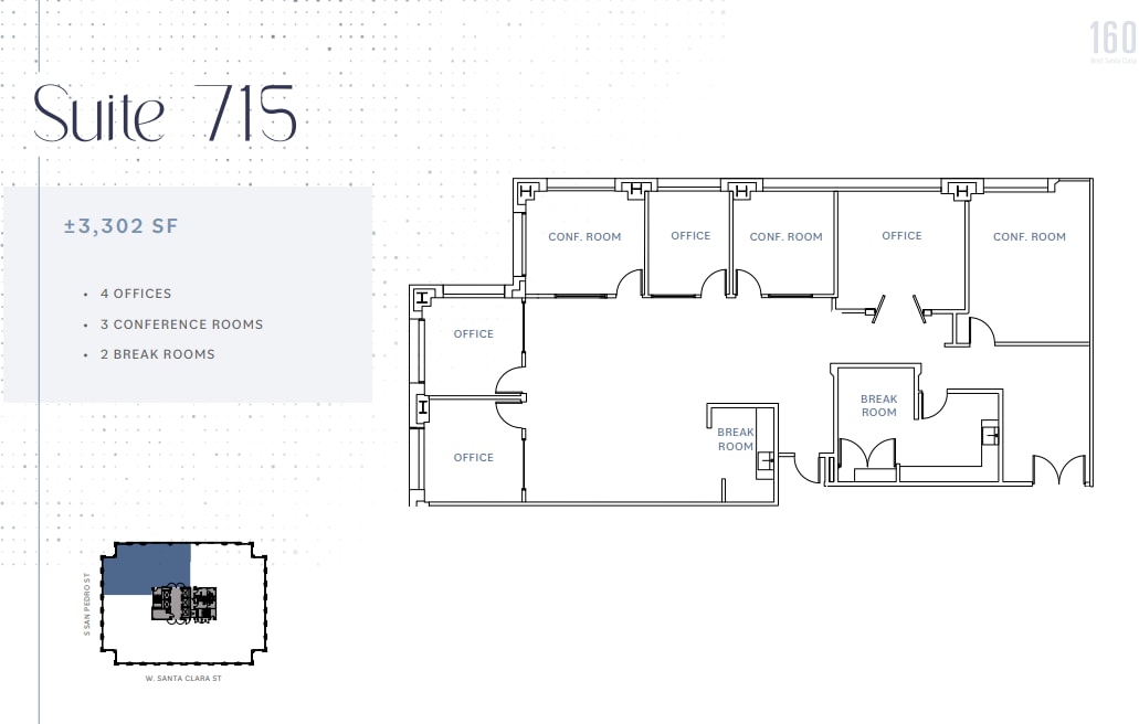 160 W Santa Clara St, San Jose, CA à louer Plan d’étage- Image 1 de 1