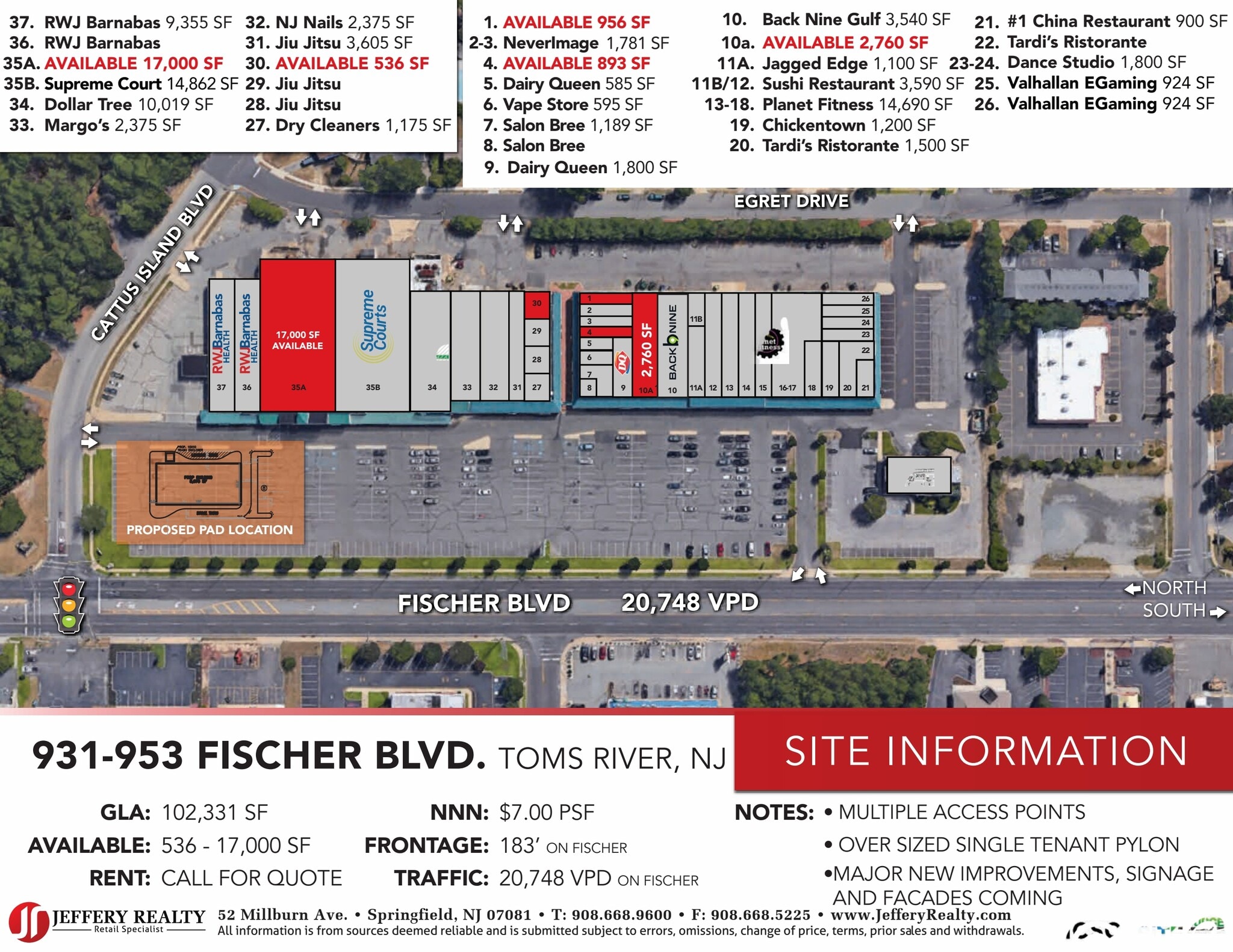 931-953 Fischer Blvd, Toms River, NJ à louer Plan de site- Image 1 de 1