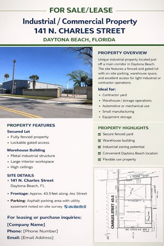 Plus de détails pour 141 N Charles St, Daytona Beach, FL - Industriel à louer