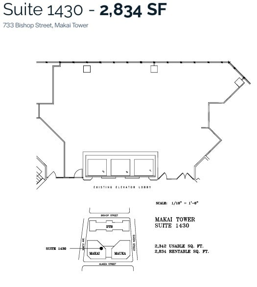 733 Bishop St, Honolulu, HI à louer Plan d’étage- Image 1 de 1