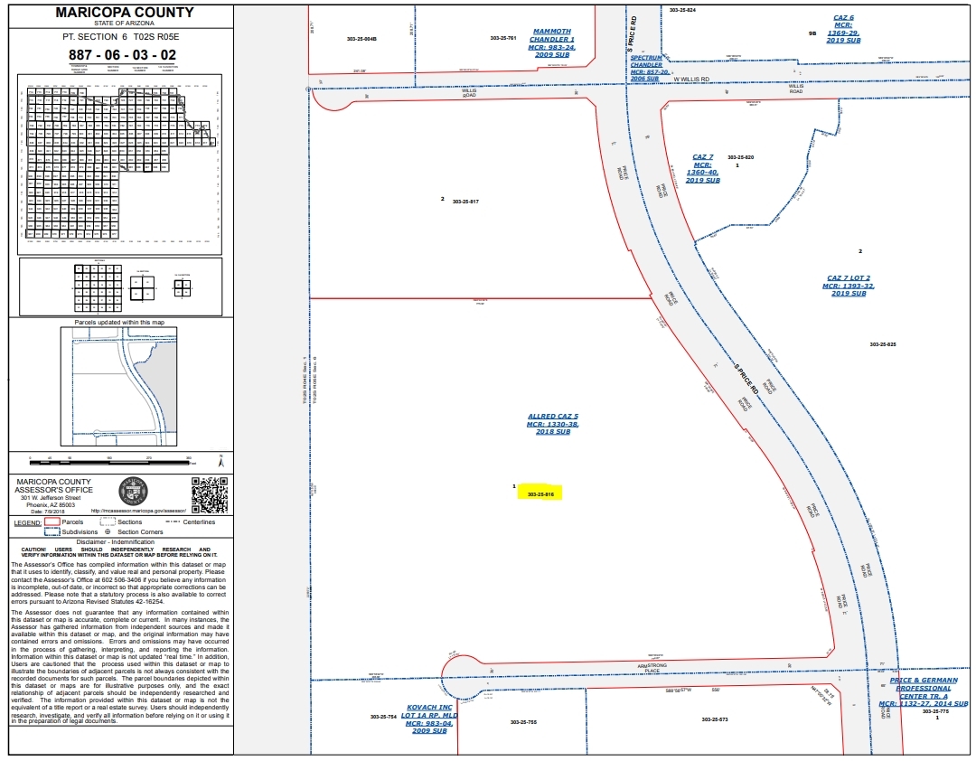 1650 S Price Rd, Chandler, AZ à vendre Plan cadastral- Image 1 de 1