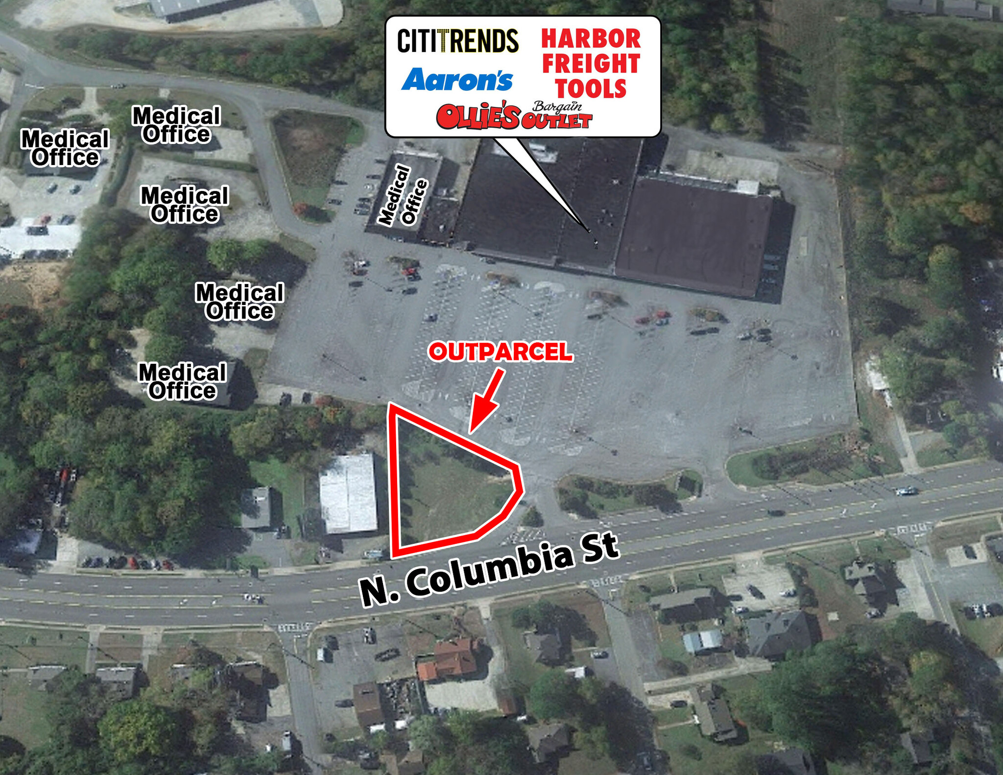 1320-1490 N Columbia St, Milledgeville, GA for lease Aerial- Image 1 of 5