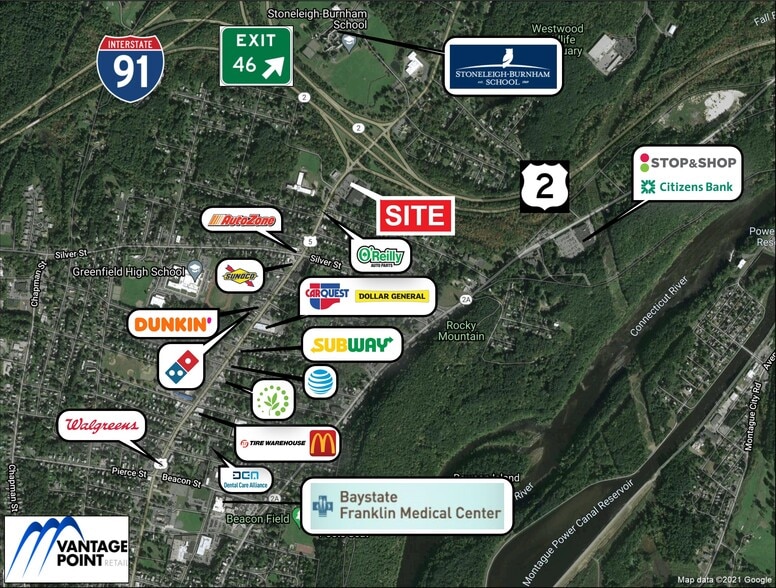 489-493 Bernardston Rd, Greenfield, MA for lease - Aerial - Image 3 of 7