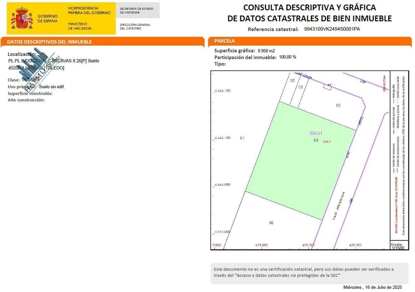 Polígono Industrial Carcavas II, 2203P, Illescas, Toledo for sale - Plat Map - Image 3 of 4