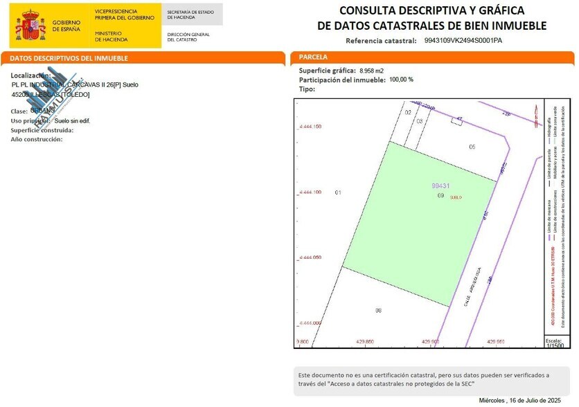Polígono Industrial Carcavas II, 2203P, Illescas, Toledo for sale - Plat Map - Image 3 of 4