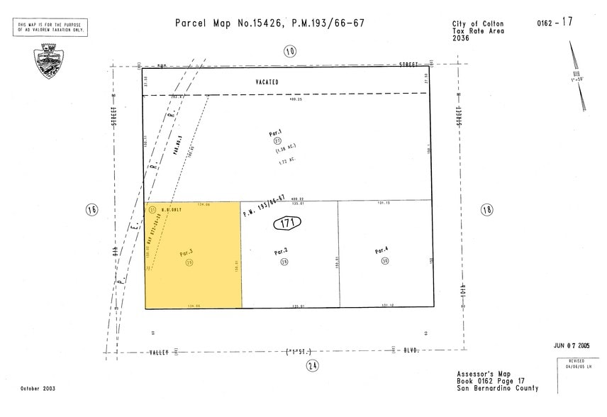 201 E Valley Blvd, Colton, CA à louer - Plan cadastral - Image 3 de 15