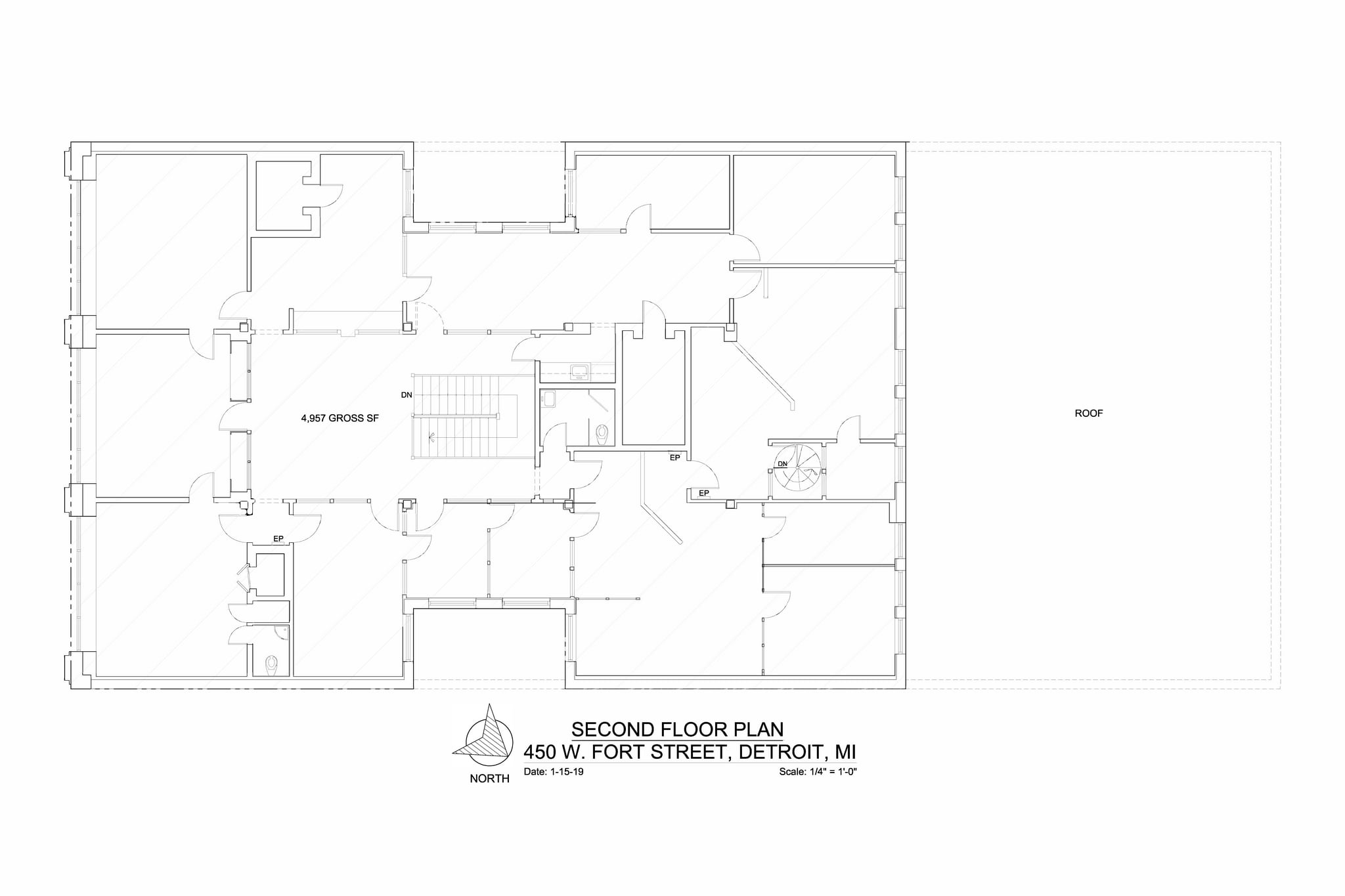 450 W Fort St, Detroit, MI à louer Plan d’étage- Image 1 de 2