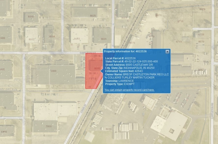 8005-8009 Castleway Dr, Indianapolis, IN for lease - Plat Map - Image 2 of 2