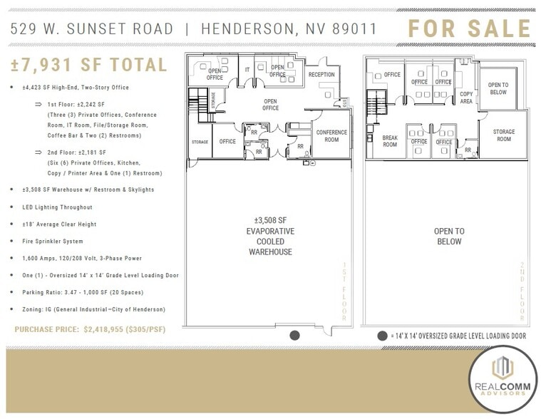529 W Sunset Rd, Henderson, NV à vendre - Plan d’étage - Image 3 de 5