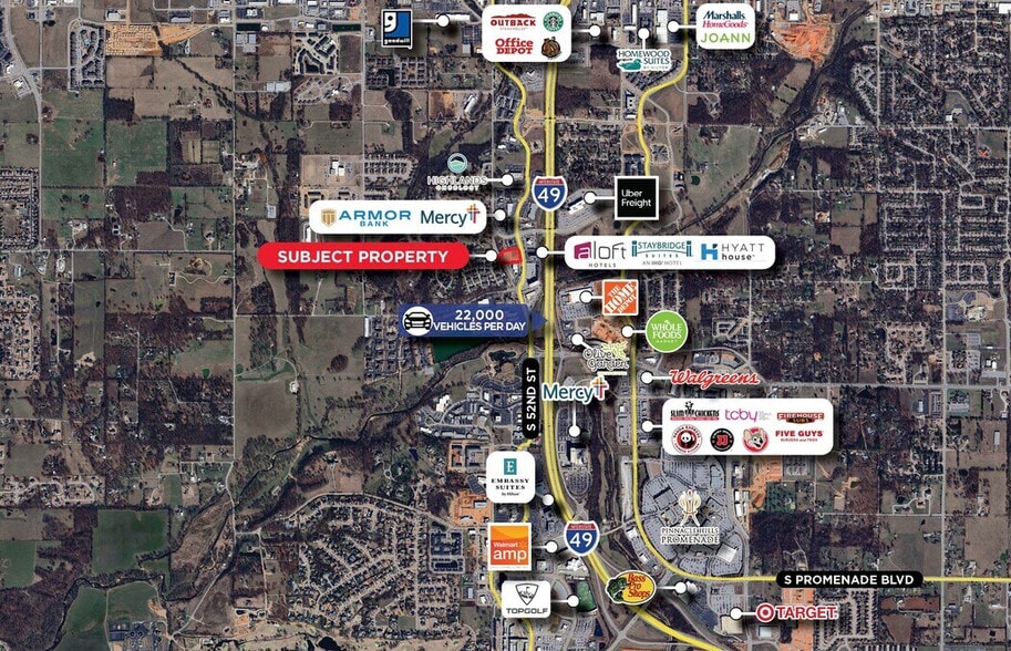 S 52nd st & Horsebarn Rd, Rogers, AR for sale - Aerial - Image 2 of 2